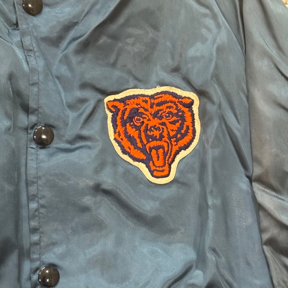 Vintage 80s Chicago Bears Satin Jacket Active Generation Varsity Navy Mens M - Picture 4 of 5